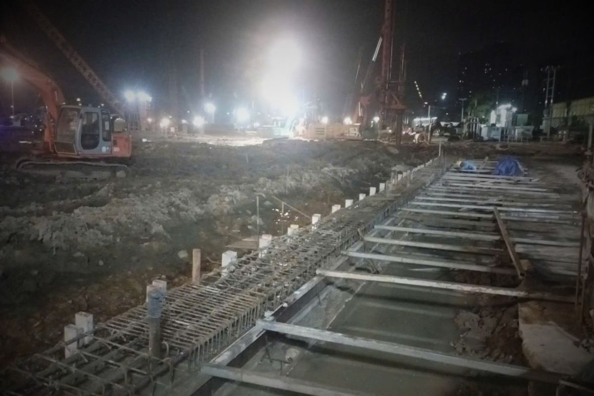 Dầm capping beam sau khi hoàn thành công tác đổ bê tông.